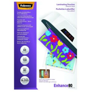 Fellowes Accessori per plastificatrici POUCHES ENHANCE80 A4 75MY RETRO ADESIVO PZ.100