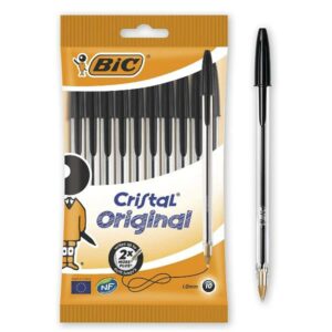 Bic Penne a Sfera CF10-BLISTER-CRISTAL MED POUCH 10 BLACK EU