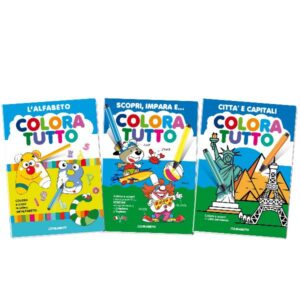 Blasetti Kit Creativi COLORA TUTTO LINEA 4 FORMATO A4 24 PAGINE 120 GR CONFEZIONE DA 6      SOGGETTI ASSORTITA ((ALFABETO/SCOPRI IMPARA E..CITTA  E CAPITALI)