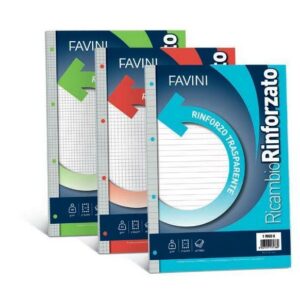 Cartotecnica Favini Ricambi per quaderni ad anelli RICAMBI RINFORZATI A4 80G 30FF 5M