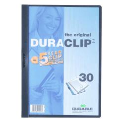 Durable Cartelle e Cartelline Cartellina Duraclip dorso 3 mm  PVC  capacità 60 fogli A4  clip in acciaio con garanzia 5 anni  col nero  (conf.25)