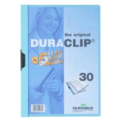 Durable Cartelle e Cartelline Cartellina Duraclip dorso 3 mm  PVC  capacità 60 fogli A4  clip in acciaio con garanzia 5 anni  col azzurro  (conf.25)