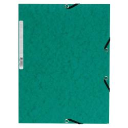 Exacompta Cartelle e Cartelline Cartellette 3 lembi con elastici in cartoncino lustré 355 g etichetta sul dorso A4 Verde