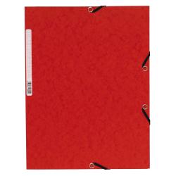 Exacompta Cartelle e Cartelline Cartellette 3 lembi con elastici in cartoncino lustré 355 g etichetta sul dorso A4 Rosso