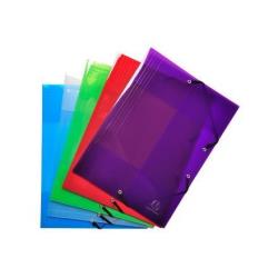 Exacompta Cartelle e Cartelline CF5 CARTELLINE CON ELASTICO COL. ASS. F.TO 24X32CM COL. blu – cristal – rosso – verde – viola