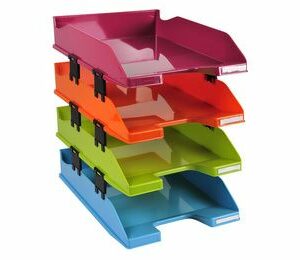 Exacompta Portacorrispondenza Set di 4 vaschette per documenti A4+  colori assortiti 34 7X25 5X24 4 cm