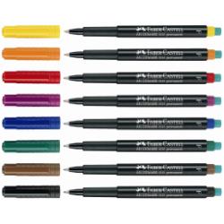 Faber Castell Marcatori Marcatore Multimark permanente nero  tratto 0 4 mm  ideale per tutte le superfici lisce  con gomma per inchiostro (conf.10)