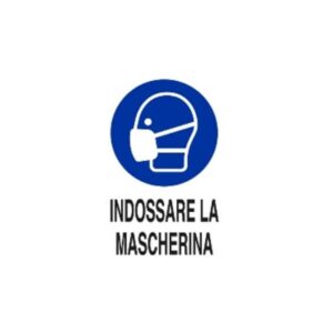 Mascherine Segnaletica CARTELLO INDOSSARE LA MASCHERINA  30X20 ALLUMINIO BIANCO