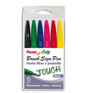 Pentel Penne punta in fibra BRUSH SIGN PEN – TASCHINA 6PZ – BASIC