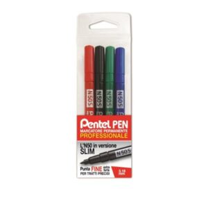 Pentel Marcatori Marcatore permanente punta slim e fusto in metallo. Punta 3 18 mm. Colori assortiti