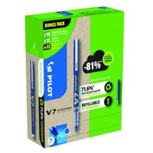 Pilot Roller CF 10ROL+15 REFILL + 15 REFILL  HI-TECPOINT V7 BLU