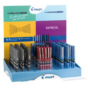 Pilot Roller HI-TECPOINT V5 – Espositore PZ.60 –  24 nero/24 blu/12 rosso