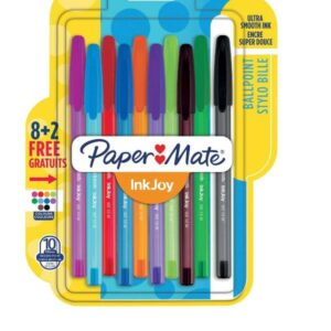 Papermate Penne a Sfera INKJOY 100 CAP ULV M 1,0 (NERO, BLU, ROSSA, VERDE, ROSA, MARRONE, BLU SKY, VERDE CHIARO, ARANCIONE, VIOLA)  IN BLISTER DA 8+2  PZ.