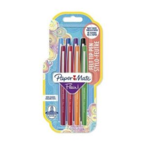 Papermate Penne punta in fibra CF8 FLAIR/NYLON M (Nero – Blu – Rosso – Verde – Turchese – Arancione -Magenta – Viola) in blister da 8 pz.