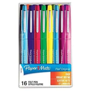 Papermate Penne punta in fibra FLAIR/NYLON IN WALLET SET 16 COLORI