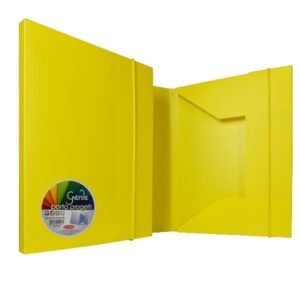 Plastibor Cartelle e Cartelline cartella 3 lembi in ppl opaco giallo – elastico tondo in tinta – dorso 30 mm