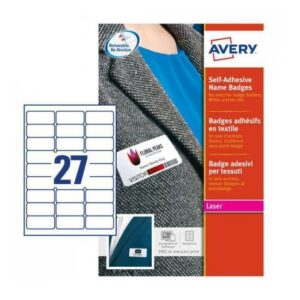 Avery Portanomi e portabadge BADGE IN SETA ACETATA – STAMPANTI LASER/LASER A COLORI – 63 5X29 6 –  20 FF