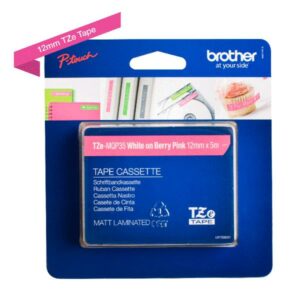 Brother NASTRI PER ETICHETTATORI LAMINATO OPACO DA 12 MM (5M) BIANCO/ROSA SHOCKING