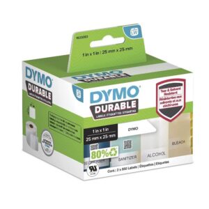 Dymo Etichette Altri Formati Etichette DYMO LW Durable Mutliuso  25×25 mm – Bianco – PERMANENTE – 850 etichette x 2 rotolo/i