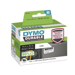 Dymo Etichette Altri Formati Etichette DYMO LW Durable Mutliuso  57×32 mm – Bianco – PERMANENTE – 800 etichette x 1 rotolo/i