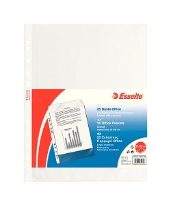 Esselte Buste in Plastica BUSTE A PERFORAZIONE UNIVERSALE COPY SAFE – ESSELTE – OFFICE 22X30 CM GOFFRATA(CONF.25)