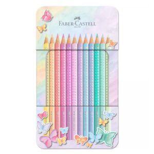 Faber Castell Pastelli Set in metallo con matite colorate Sparkle Pastel  12 matite colorate pastello