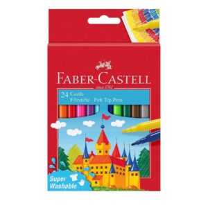 Faber Castell Pennarelli Astuccio in cartone con 24 pennarelli Castello superlavabili  punta fine