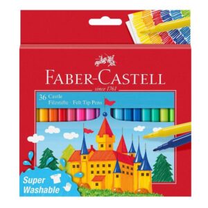 Faber Castell Pennarelli Astuccio in cartone con 36 pennarelli Castello superlavabili  punta fine