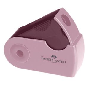 Faber Castell Temperini Temperamatite ergonomico Mini Sleeve  a un foro  con serbatoio e meccanismo a scorrimento  rose shadows