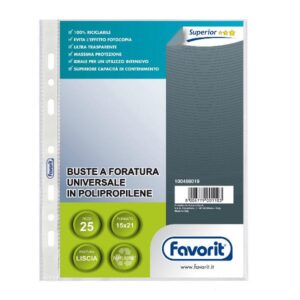 Favorit Buste in Plastica BUSTE A FORATURA UNIVERSALE AIRSPECIAL SUPERIOR LISCIA 15X21 CM NATURENE (POLIPROPILENE)E BANDA DI RINFORZO(CONF.25)