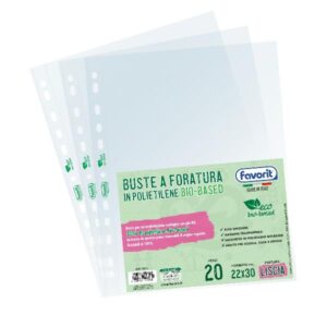 Favorit Buste in Plastica CF20 BUSTE FORATURA UNIVERSALE BIO 22X30 LISCE SUPERIOR (POLIETILENE  BIO BASED) ALTO SPESSORE