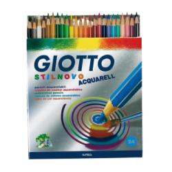 Giotto Pastelli Pastelli Giotto Stilnovo Acquarell 24 pz assortiti esagonali  verniciati colore mina  spigoli argento  mina acquerellabile 3 3 mm