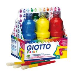 Giotto Tubi tempera Schoolpack Giotto Tempera Pronta 6 colori assortiti da 500ml  ricca e densa  comprende 3 pennellotti e 2 stencils decorativi