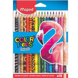 Maped Pastelli CF18 PASTELLI TRIANGOLARI COLOR PEPS ANIMAL – COLORI ASSORTITI