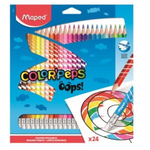 Maped Pastelli CF24 PASTELLI CANCELLABILI OOPS CON GOMMA INCORPORATA COLOR PEPS