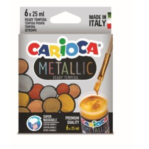 Carioca Tubi tempera CARIOCA TEMPERA METALLIC Scatola 6 Vasetti 25ml (35gr)