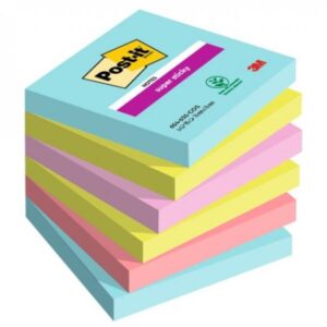 Post-it Cartoncini colorati Foglietti Post-it  Super Sticky  76 mm x 76 mm  6 blocchetti da 90 fogli  Cosmic