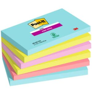 Post-it Cartoncini colorati Foglietti Post-it  Super Sticky  76 mm x 127 mm  6 blocchetti da 90 fogli  Cosmic