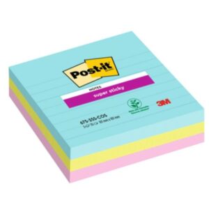 Post-it Cartoncini colorati Foglietti Post-it  Super Sticky  a righe  101 mm x 101 mm  3 blocchetti da 70 fogli  Cosmic