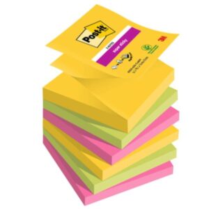 Post-it Cartoncini colorati Foglietti Post-it  Super Sticky Z-Notes  76 mm x 76 mm  6 blocchetti da 90 fogli  Carnival