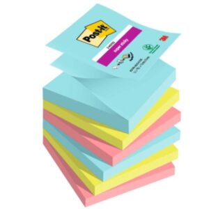 Post-it Cartoncini colorati Foglietti Post-it  Super Sticky Z-Notes  76 mm x 76 mm  6 blocchetti da 90 fogli  Cosmic