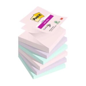 Post-it Cartoncini colorati Foglietti Post-it  Super Sticky Z-Notes  76 mm x 76 mm  6 blocchetti da 90 fogli – Soulful