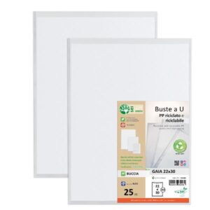 Sei rota Buste in Plastica CF25 BUSTE GAIA PP BUCCIA RICICLATO E RICICLABILE 220X300 (A4) APERTE SU LATO SUPERIORE