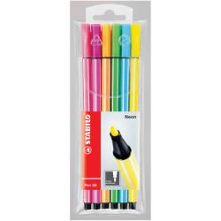 Stabilo Pennarelli Stabilo Pen 68 astuccio 6 colori NEON  penna per grafica  inchiostro a base d acqua  punta media 1mm in feltro (conf.6)