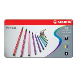 Stabilo Pennarelli Stabilo Pen 68 scatola in metallo 10 colori assortiti  penna per grafica  inchiostro a base d acqua  punta media 1mm in feltro (conf.10)