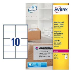 Avery Etichette Altri Formati ETICHETTE BIANCHE IMPERMEABILI PER PACCHI – STAMPANTI LASER – 99 1X57 – 25 FF