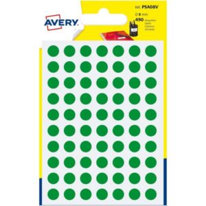 Avery Etichette Altri Formati ETICHETTE ROTONDE IN BLISTER – VERDI – DIAM 8 MM – SCRIVIBILI A MANO -7 FF