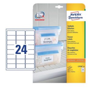 Avery Etichette Altri Formati ETICH. PER FREEZER 63 5X33 9 – LASER INKJET E COPIATRICI – 24 ETICH. PER FOGLIO – 25 FF