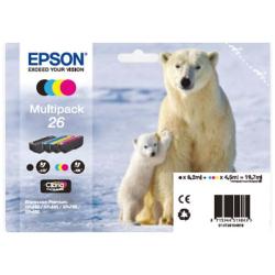 Epson CONSUMABILI STAMPANTI GETTO MULTIPACK 26  CONTENENTE N.4 CARTUCCE INCHIOSTRO  SERIE 26/ORSO       POLARE  NCMG EXPRESSION XP-600  EXPRESSION XP-605 XP700 XP800