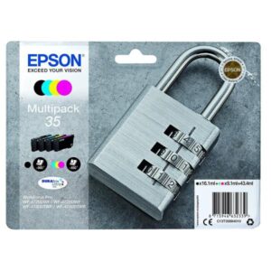 Epson CONSUMABILI STAMPANTI GETTO MATERIALE DI CONSUMO  CARTUCCE DI INCHIOSTRO  DURABRITE  ULTRA  35    LUCCHETTO  MULTIPACK  1 X 9 1 ML GIALLO  1 X 9 1 ML CIANO  1 X